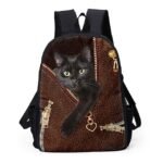 Black Cat Zipper Design Backpack – Cute 3D Animal Print School
