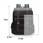 Men's Vintage Faux Leather Backpack with Buckle Straps, - Image 5
