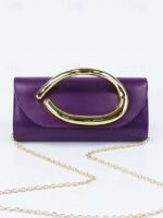 Women's Metallic Evening Clutch Bag with Gold Handle, - Image 10