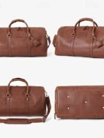 3Pcs Men's Versatile Leather Weekender Bag with Integrated Shoe - Image 6