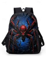 Men's Large Capacity Spider Print Backpack with Double - Image 4