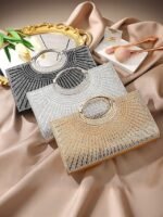 Glamorous Gold Crystal Evening Clutch with Round Handle – - Image 3