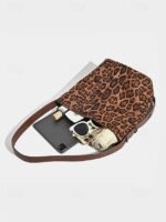 Women's Suede-Like Faux Leather Tote with Leopard print, - Image 9