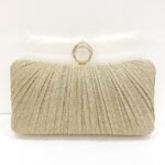 Elegant Gold Glitter Evening Clutch Bag with Rhinestone Ring - Image 8