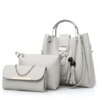 Women's 3-Piece Handbag Set - Pink Faux Leather Tote, - Image 15