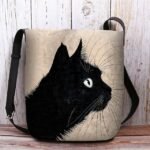 Women's Black Cat Print Crossbody Bag – Stylish Casual - Image 8