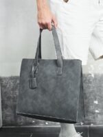 Men's Large Faux Leather Tote Bag – Stylish Business