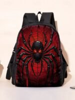 Men's Large Capacity Spider Print Backpack with Double - Image 11