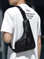 Men's Brown Faux Leather Crossbody Sling Bag – Vintage - Image 15