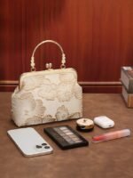 Women's Elegant Pearl Handle Clutch Bag - Floral - Image 7