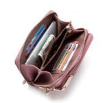 Women's Black Faux Leather Crossbody Bag with Gold Frame - Image 6