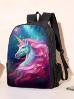 Girls 3-Piece Unicorn Backpack Set - Galaxy Print School Bag - Image 3