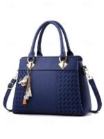 Women's Faux Leather Handbag with Tassel Charm and Textured - Image 14