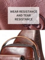 Men's Brown Leather Crossbody Sling Bag with Multiple - Image 5