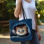 Women's Cute Kitten Print Tote Bag - Durable Canvas - Image 4