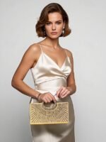 Glamorous Gold Crystal Evening Clutch with Round Handle – - Image 2