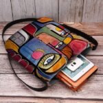 Women's Abstract Art Crossbody Bag – Colorful Cubist - Image 4