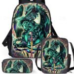 Boys' dragon themed three-piece backpack set, Including