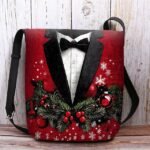 Women's Christmas Crossbody Bag - Polyester Velvet - Image 14
