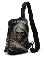 Men's Gothic Skull Crossbody Bag – Multi-Pocket Large - Image 13
