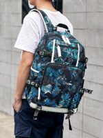 Kids' Galaxy Print Waterproof School Backpack with USB - Image 12