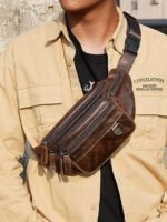 Men's Vintage Leather Sling Bag Fanny pack– Crossbody - Image 2