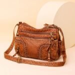 Women's Vintage Brown Faux Leather Shoulder Bag – Boho - Image 11
