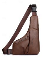 Men's Brown Faux Leather Crossbody Sling Bag – Vintage