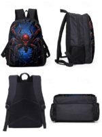 Men's Large Capacity Spider Print Backpack with Double - Image 8