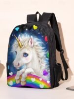 Girls'3-Piece Unicorn Backpack Set with Lunch Bag and - Image 3