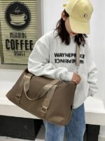 Women's Fashion Pink Nylon Duffel Bag - Multifunctional - Image 16