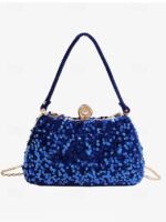 Women's Black Sequin Evening Clutch with Pearl Accent – - Image 9