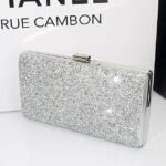 Women's Silver Glitter Clutch, Elegant Evening Bag with - Image 2
