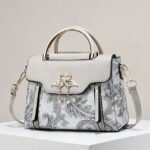 Women's Elegant Swan Pendant Handbag - Black and White - Image 10