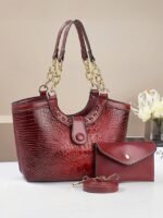 Women's 2-Piece Faux Leather Crocodile Tote Bag Set – - Image 12