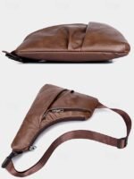 Men's Brown Faux Leather Crossbody Sling Bag – Vintage - Image 9