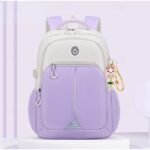 Girls' Pink and White School Backpack with Cute Cartoon - Image 6