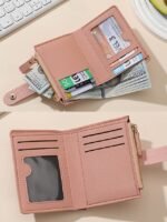 Women's Small Bifold Wallet with Zipper Coin Pocket – - Image 8