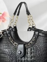 Women's 2-Piece Faux Leather Crocodile Tote Bag Set – - Image 8