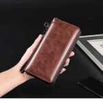 Men's Faux Leather Zipper Wallet with Multiple Card Slots - Image 3