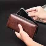 Men's Faux Leather Zipper Wallet with Multiple Card Slots - Image 5