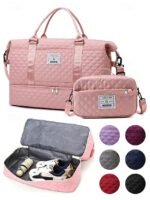 Women's Polyester Quilted Duffel Bag Set, Multiple Colors, - Image 20