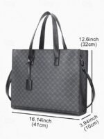 Men's Large Faux Leather Tote Bag – Stylish Business - Image 6