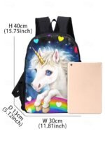 Girls'3-Piece Unicorn Backpack Set with Lunch Bag and - Image 8