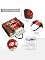 Women's Christmas Snowman Print Tote Bag, Large Capacity - Image 6