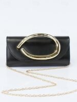 Women's Metallic Evening Clutch Bag with Gold Handle, - Image 11