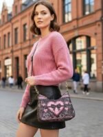 Women's Faux Leather Shoulder Bag with Adjustable Strap, - Image 4