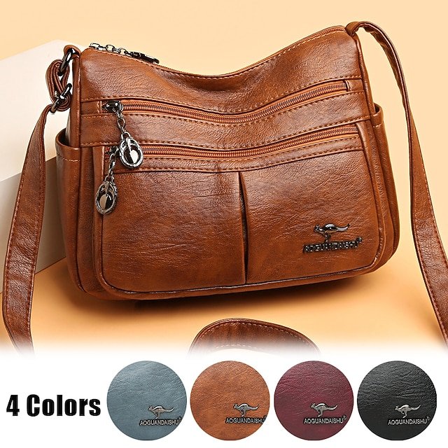 lhzhmt1695632325203 Women's Faux Leather Crossbody Bag - Multi-Pocket Shoulder - Image 1