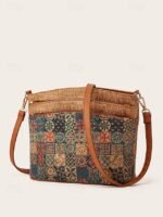 Boho Vintage Crossbody Bag with Geometric Patterns - Lightweight - Image 8