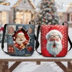 Women's Christmas Crossbody Bag - Polyester Velvet - Image 4